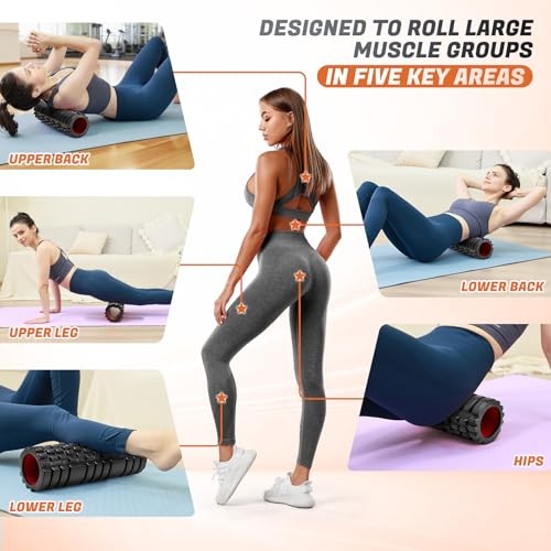 Foam Roller for Deep Tissue Massager, 18" Trigger Point Foam Roller, Black
