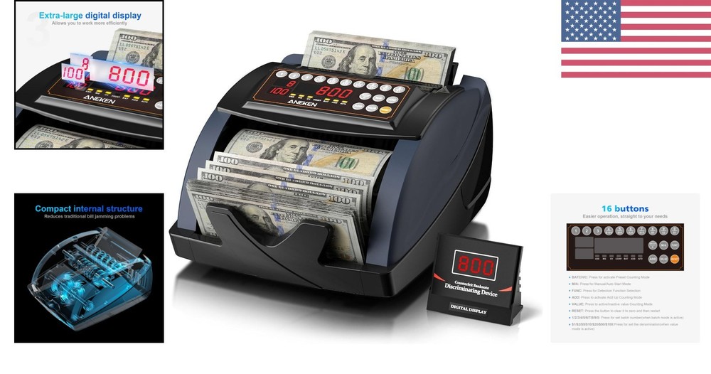 Fast Cash Counter DC002 with Hopper for 200 Notes & Multi-Detection Modes
