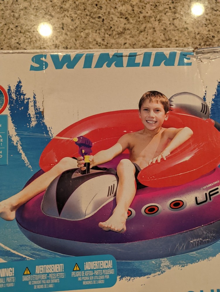 SWIMLINE ORIGINAL Inflatable UFO Spaceship Pool Float Ride On With Fun Consta...