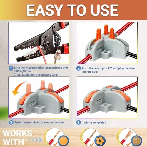 32Pcs Lever Wire Connectors, T-Shape Compact Wire Conductor Connector, Quick