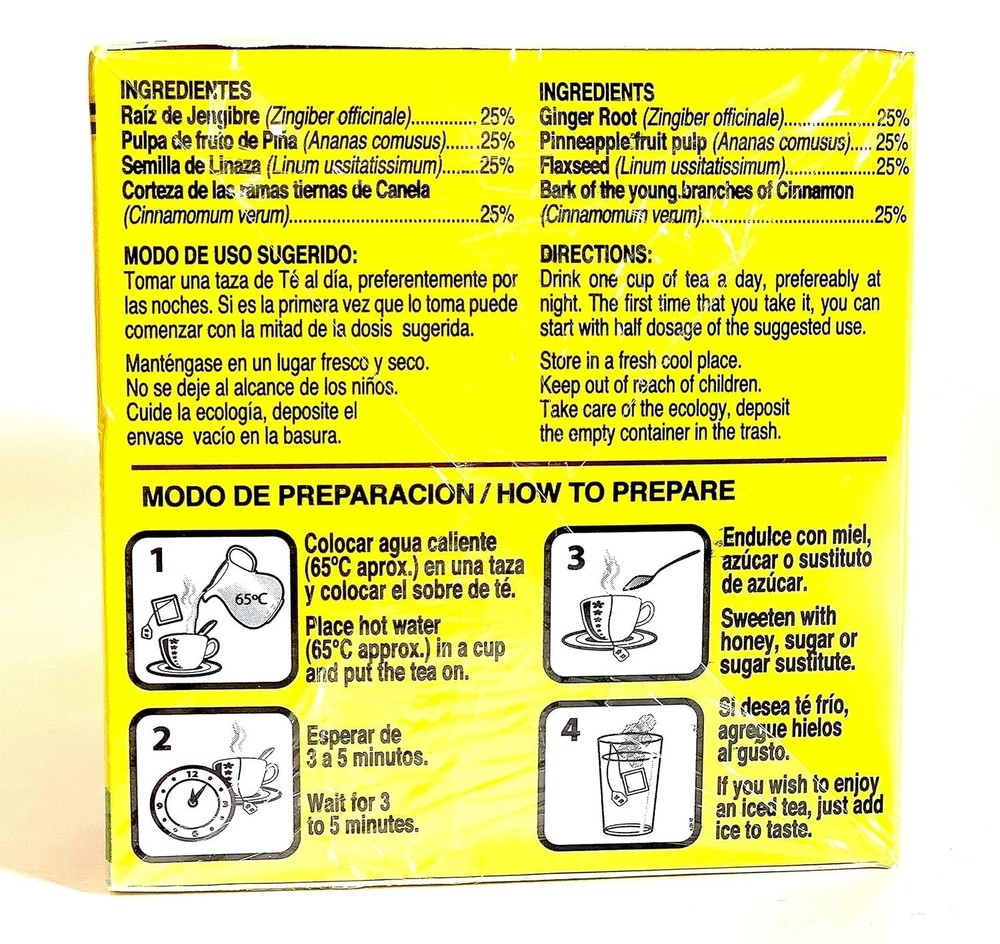 Tea CHUPA Panza, Based ONGINGER Root, PINNEAPPLE, 30 Count (2 PACK)