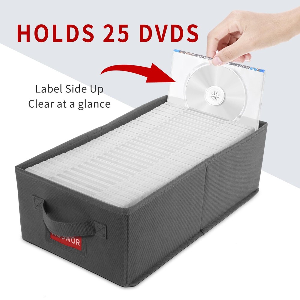 DVD Storage Box - Stackable DVD Case Holder Organizer DVD Storage Solutions P...