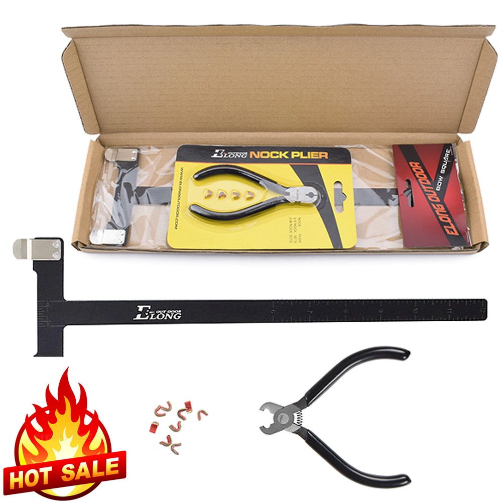 Archery Bow String Nocking Points Pliers with T Shape Turning Bow Square Ruler