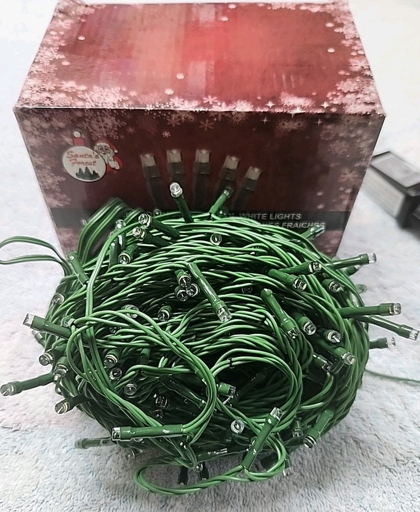 Santa's Forest 8 Function 300CT LED Cool White Lights 78' All Functions Tested