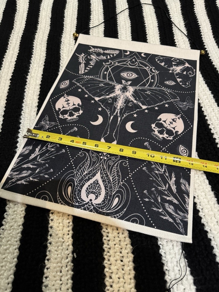 Canvas Scroll Moth Occult Moon Skulls Halloween Witch
