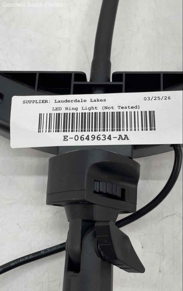 LED Black Adjustable Tripod Camera Ring Light With Accessories Not Tested