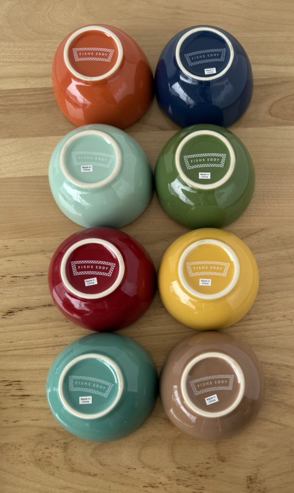 FISHS EDDY 8 Piece Set Multicolor Small Nut Bowls Multicolor