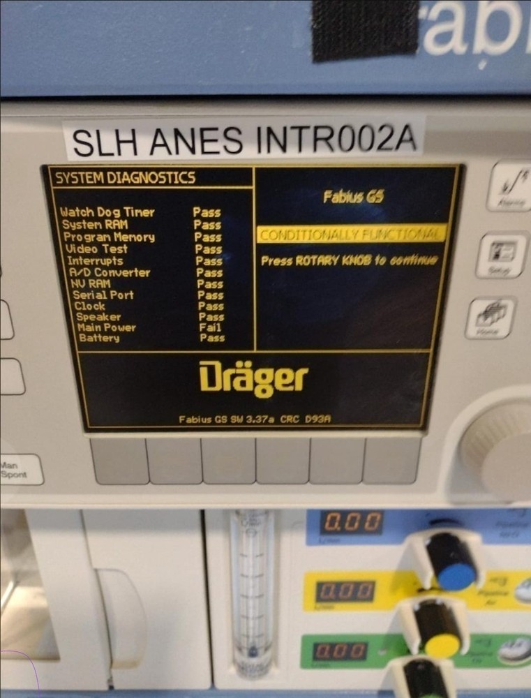Drager Fabius GS Anesthesia With "3.37a SOFTWARE Version" (APX170)