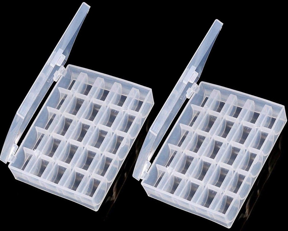 Bobbin Box Organizer Plastic Case Transparent 25 Slots Empty Spools Storage