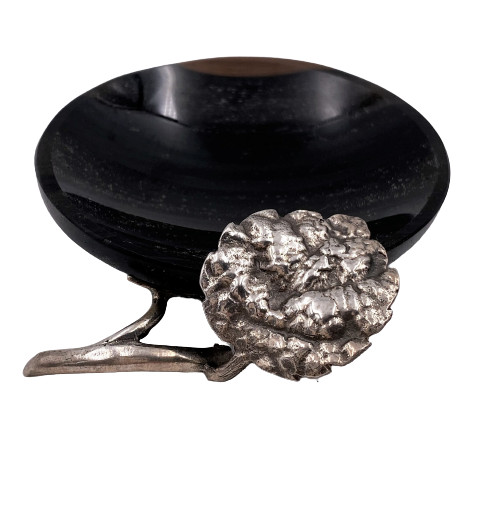 Sterling Silver and Black Onyx Small Ring Dish / Ashtray
