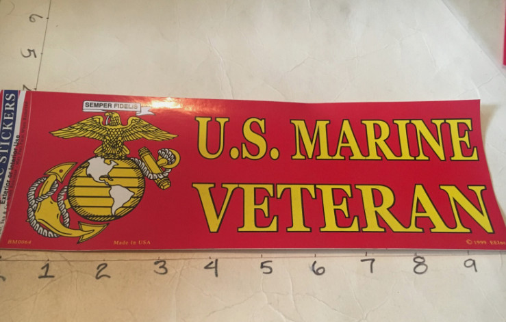 USMC US Marine " VETERAN " Bumper Sticker/Decal