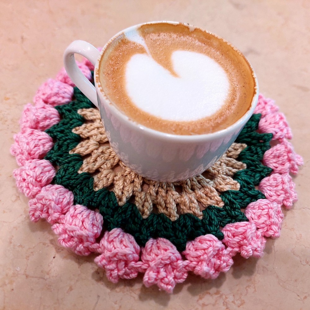 6 Coasters Coasters For Drinks 100% Cotton Multicolor Handmade Decor