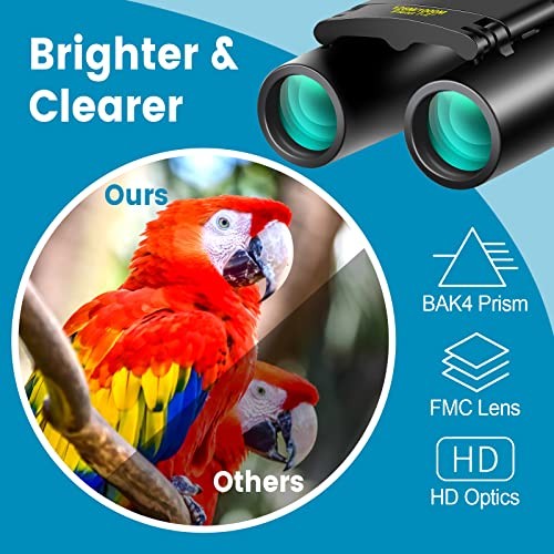 Mini Pocket Binoculars Compact, Small Lightweight Foldable for 12X25 Black