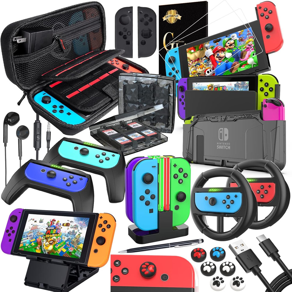 Deruitu Switch Accessories Bundle Compatible with Nintendo Switch, Kit with Carr