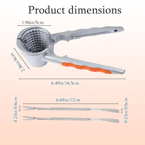 Nut Cracker and Crusher Tool Set, 1 Nutcracker with 2 Nut Picks, Durable and