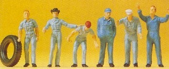 Preiser 14130 HO Scale Mechanics -- pkg(6)