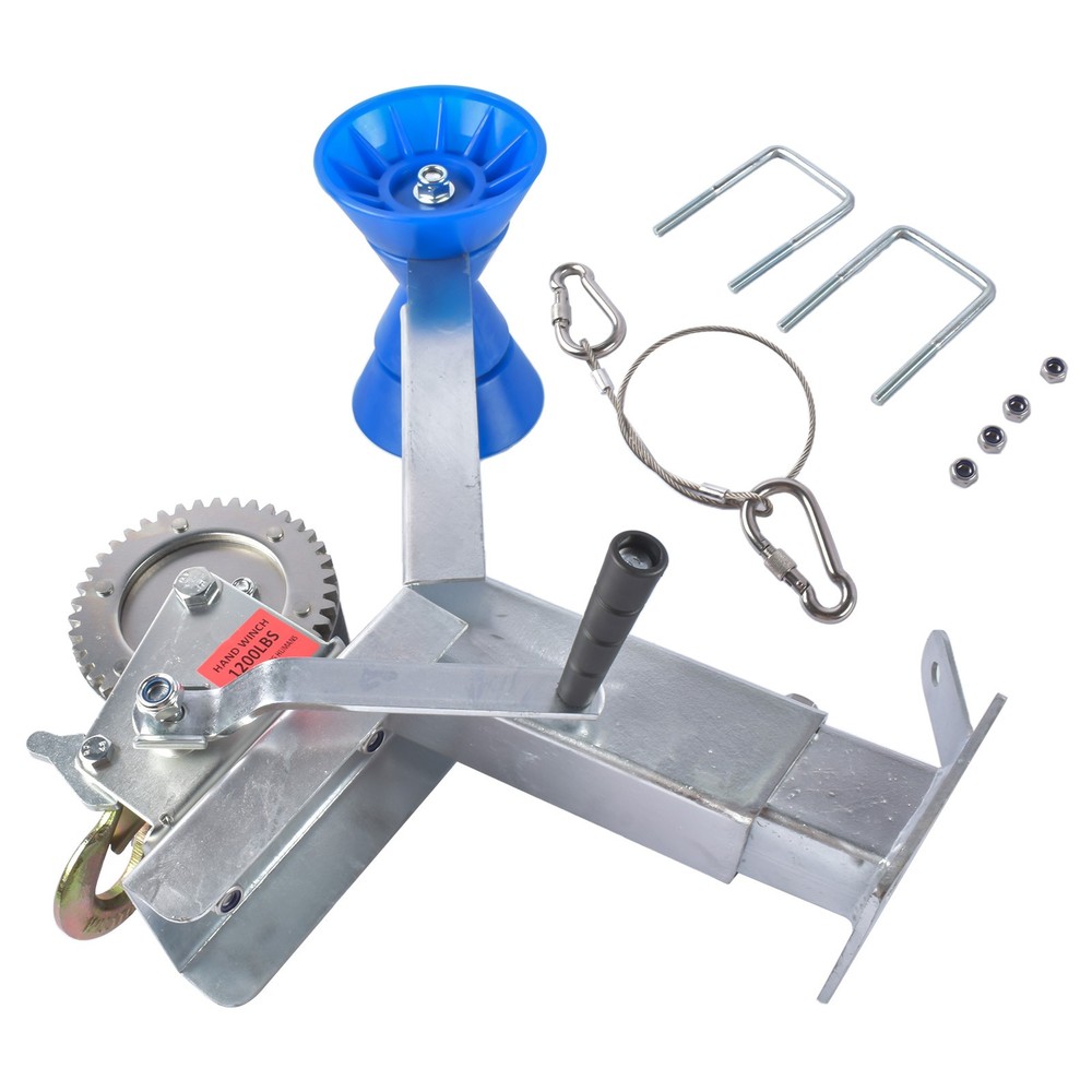 Universal Height Adjustable Boat Winch Mount System with Roller Stand 1200LB