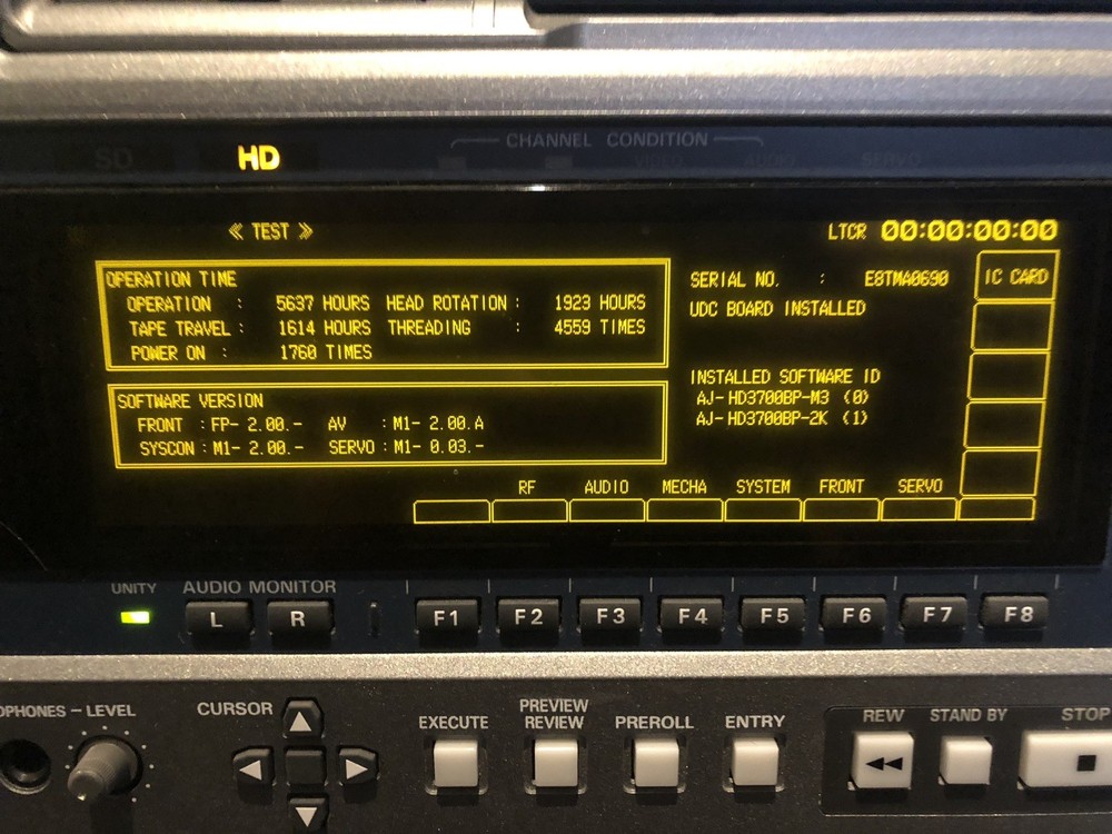 Panasonic AJ-HD3700B (w/UDC Board) Low Hours