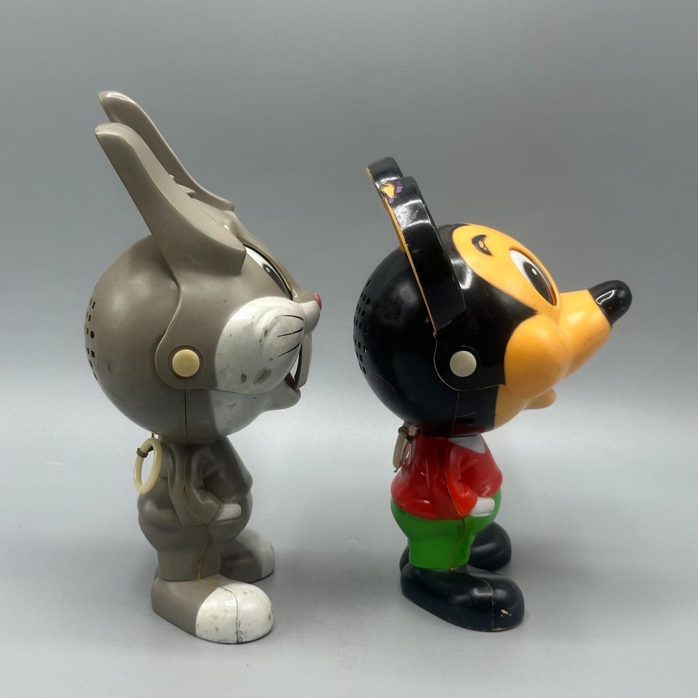 Vintage 1976 Mattel Mickey Mouse & Bugs Bunny Pull String Talking Toy Working