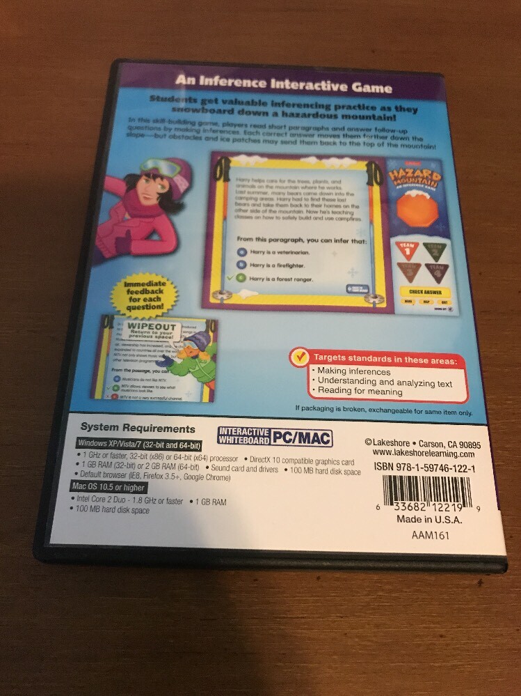 Lakeshore Interactive Whiteboard Software Hazard Mountain Inference Game