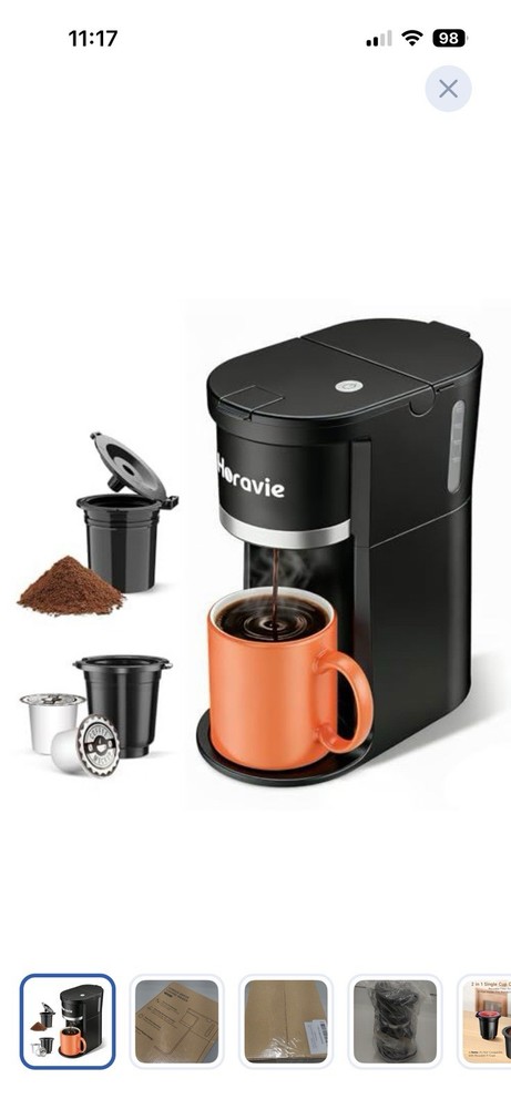 Horavie Single Serve Pod Coffee Machine, K-Pod Compatible, Compact, Black
