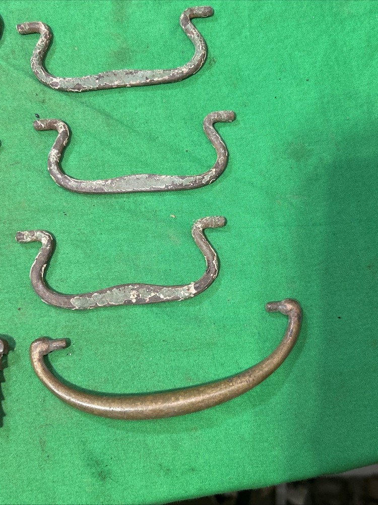 Twelve Ornate Solid Metal Antique Drawer Pulls Bails