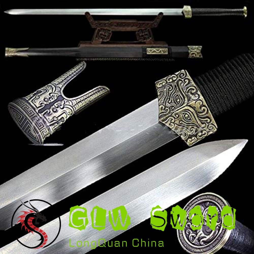 Sharp Double-edged Treasured Battle Sword Hand Forged Pattern Steel Blade