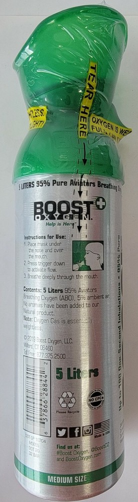 Boost Oxygen 95% Pure Oxygen Natural - Medium 5 Litrers (Pack of 3)