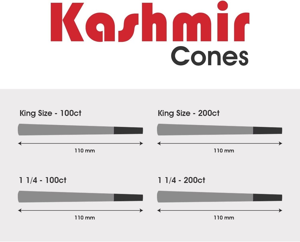 Kashmir Pre Rolled Cones Natural Rolling Papers King Size with Tips 200 Count