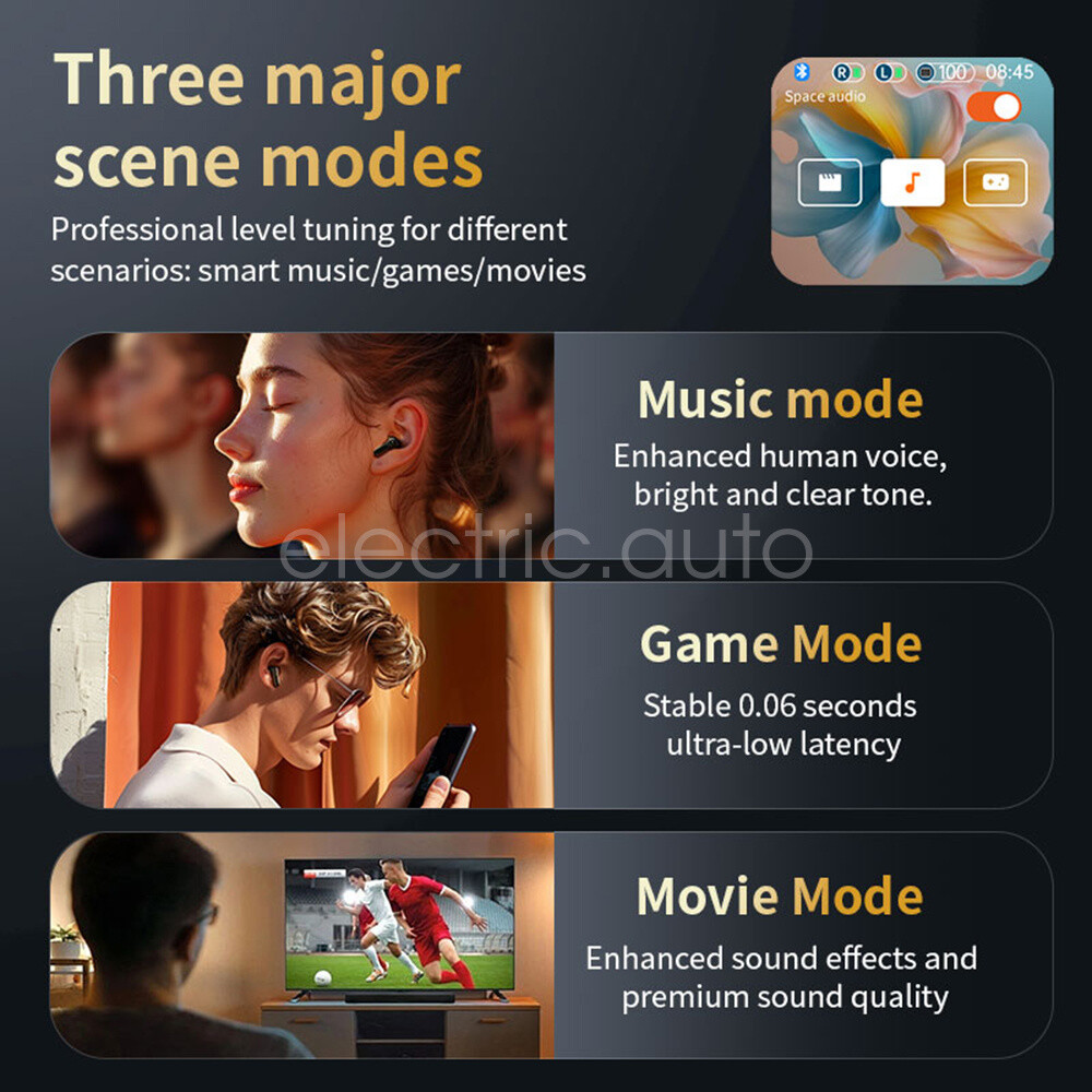 Bluetooth 5.4 Earphone Full Touch Screen TWS Wireless Earbuds Noise Reduction