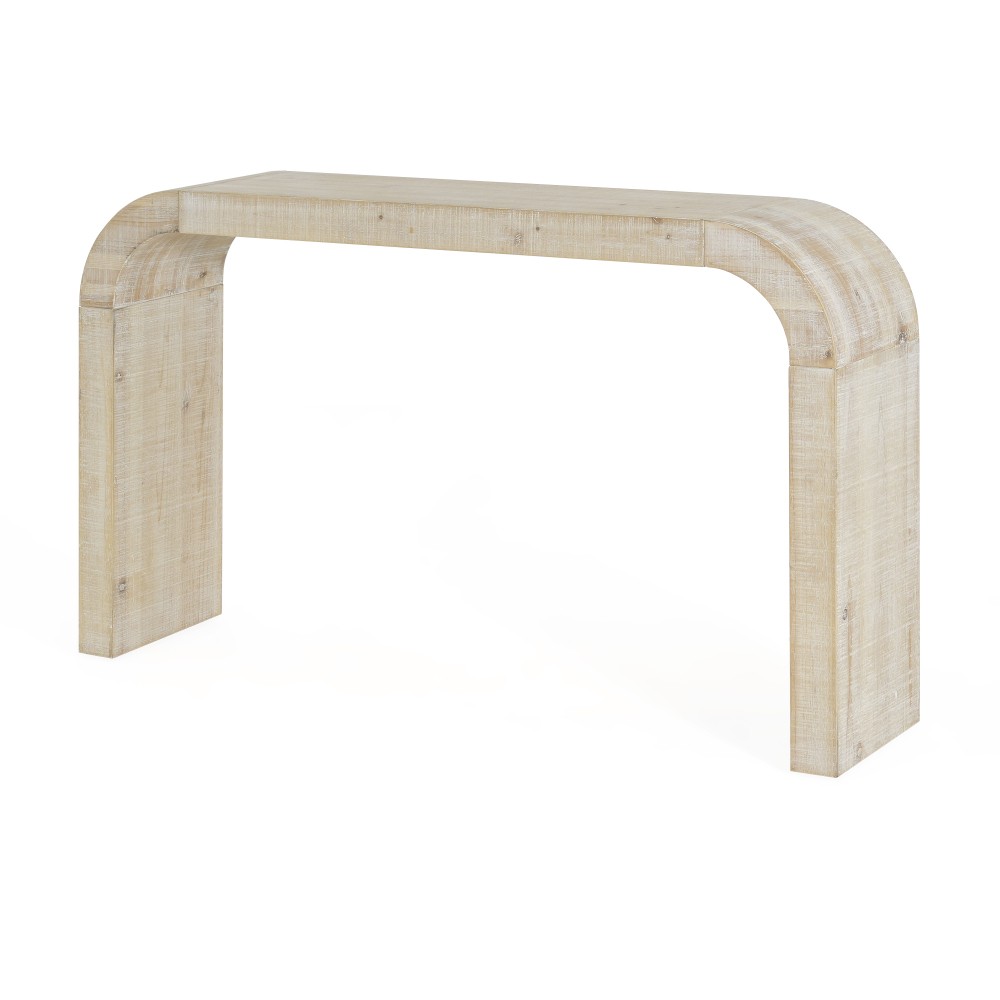52 in Wood Console Table with Curved Edge Natural Texture