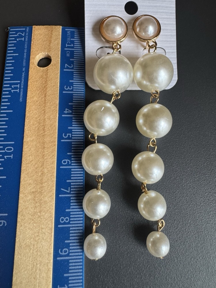 Pearl Clip On Earrings Dangle