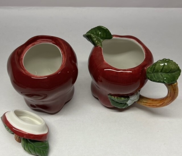Apple Ceramic Sugar & Creamer
