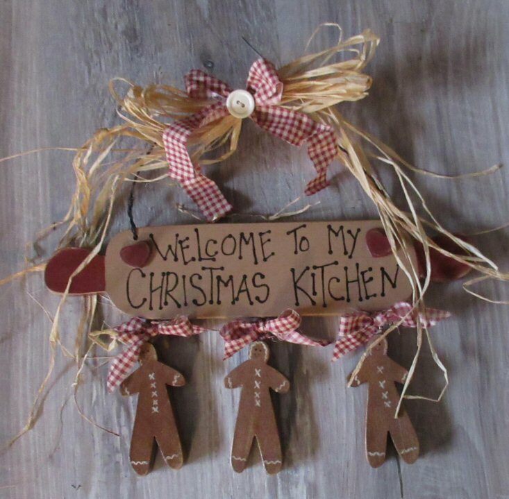 Hand Painted  Hanging Gingerbread  "Welcome To My Christmas Kitchen "