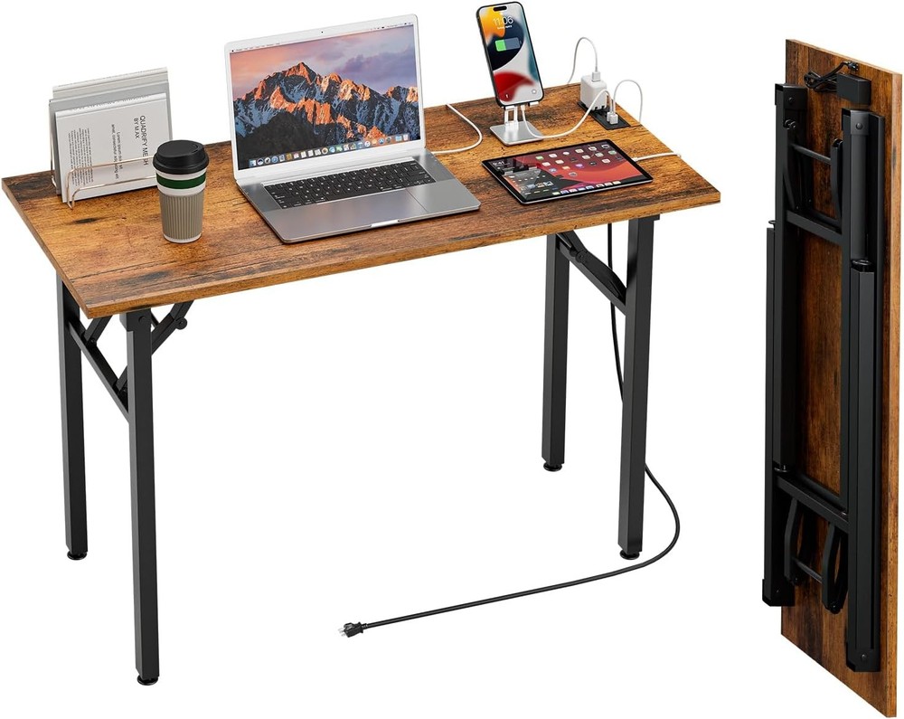 Small Computer Desk Folding Table 35.8" Foldable Office Desk No Assembly Perfect