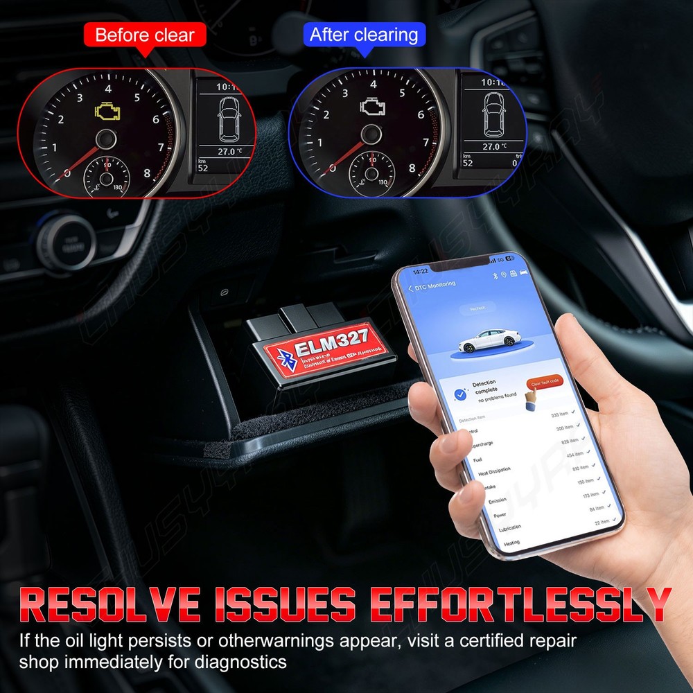 2026 OBD2 Car Bluetooth Scanner Code Reader OBDII ELM 327 Read Tool