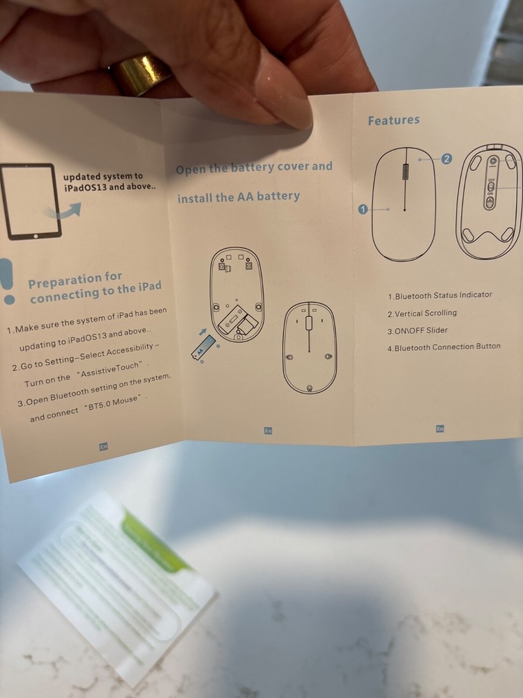 OMOTON wireless Bluetooth 5.0 mouse ultra-thin portable silver