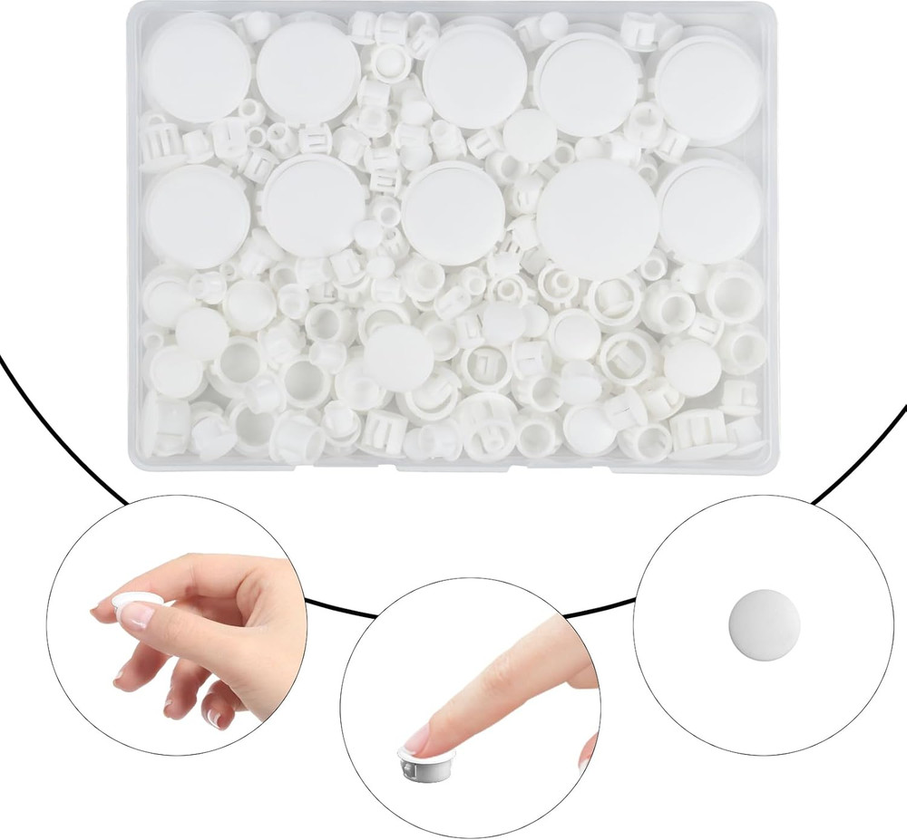 Plastic Hole Plugs, 180Pcs White Panel Knockout Locking Plugs, round Drill Screw