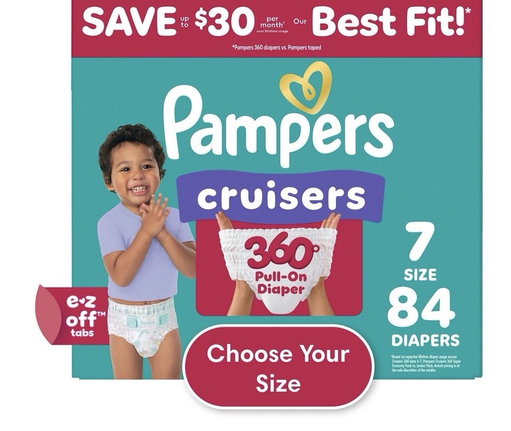 Pampers Cruisers 360 Pull-On Diapers Size 7 (41+ lbs) 84 Count