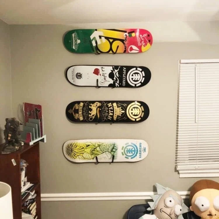 Skateboard Wall Rack Storage, Holds 4 Boards, Longboard Wall Display Tool
