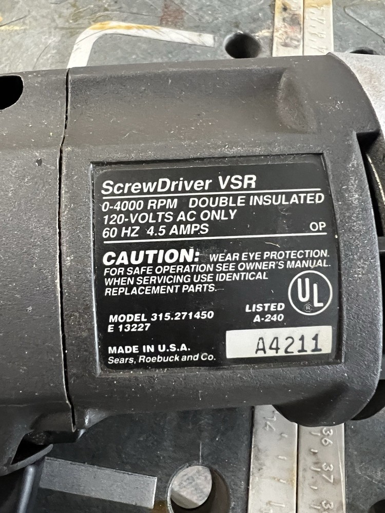 Sears Craftsman E-13227 ScrewDriver VSR