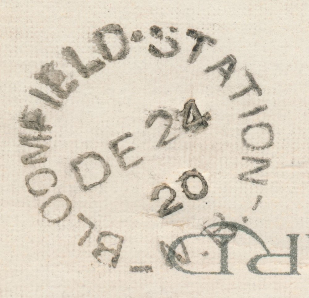 Bloomfield Station, NB - 1920 Split Ring Cancel on Postcard