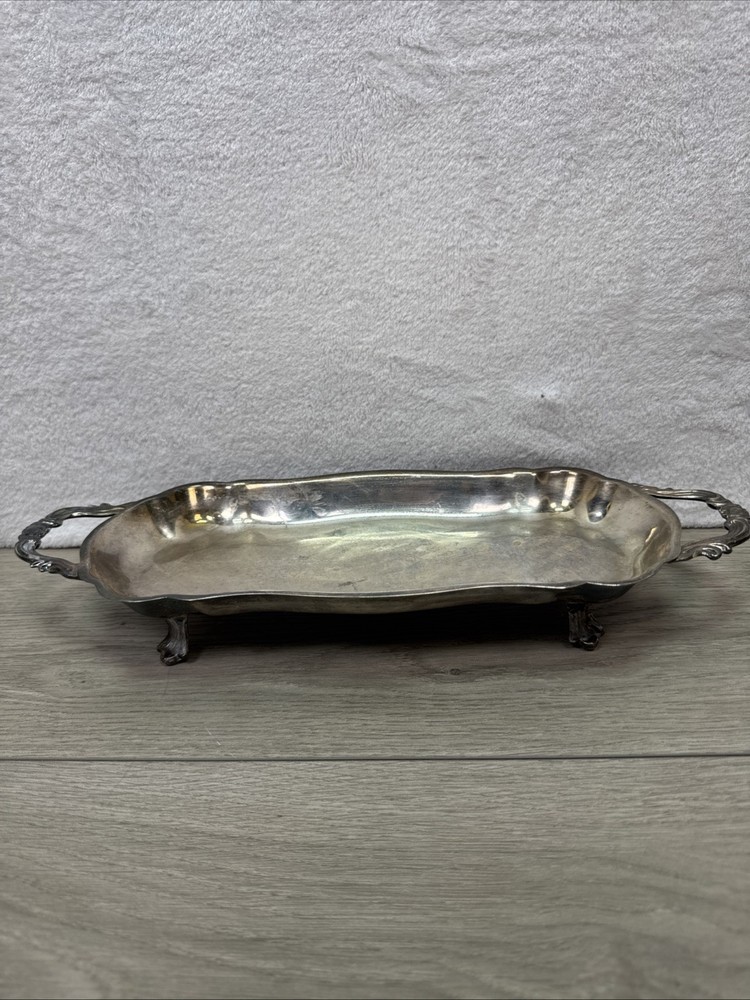 Vintage FB Rogers Silverplate Footed Rectangular Serving Tray 5.5" x 14"