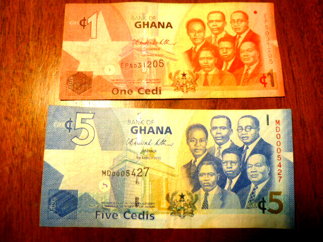 GHANA 2 BANKNOTES IN XF