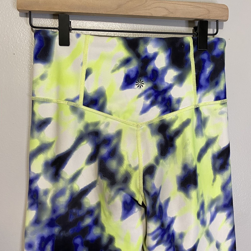 Athleta Elation Tie Dye 7/8 Tight Size Small Yellow Blue