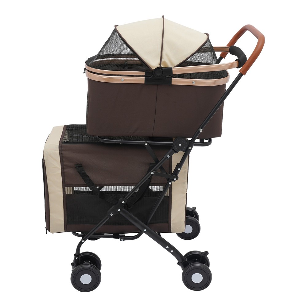 Foldable Pet Stroller w/wheel Adjustable Dog & Cat Stroller For Small&medium Dog