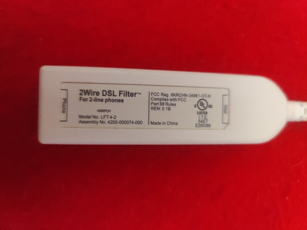 2Wire Brand DSL Filter for Single-line Phones