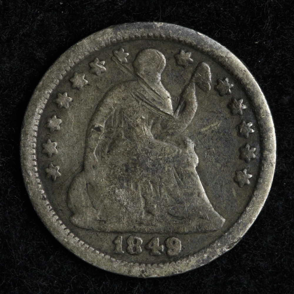 1849 Seated Liberty Half Dime VG E113 JUCM