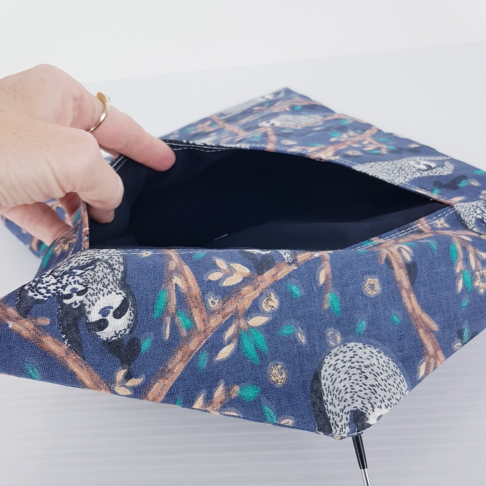 Peg Bag Handmade Navy Blue Sloth Print Lined Laundry Clothes Peg Holder