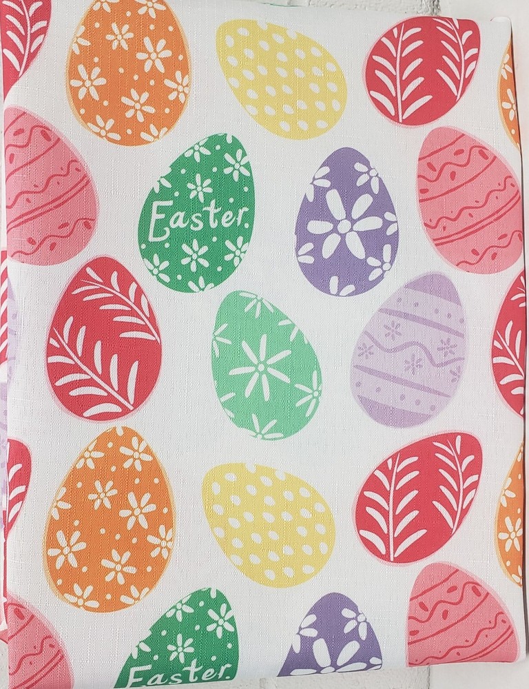 Printed Fabric Tablecloth 60"x84" Oblong (6-8 people) MULTICOLOR EASTER EGGS,EHD
